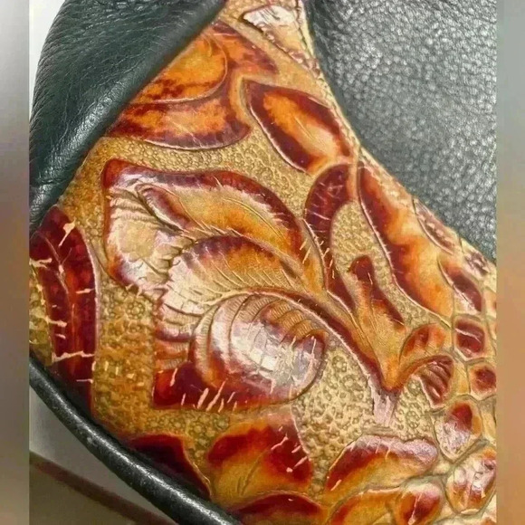 TANNERS CREEK LEATHER DESIGNS Black And Brown Purse Genuine Soft Pebbled Leather - Picture 2 of 14